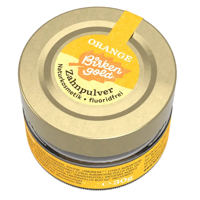 birkengold-zahnpulver-orange-30-g-im-glas-mit-xylit-mild-f-r-kinder image 1