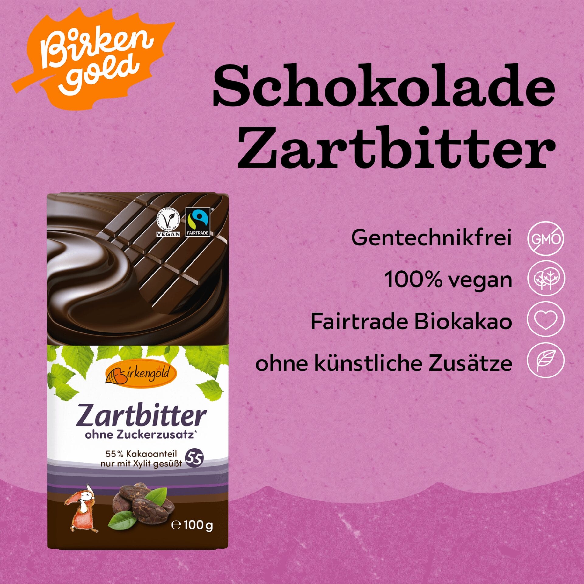 birkengold-schokolade-zartbitter-100-g-fairtrade-ohne-zuckerzusatz image 2