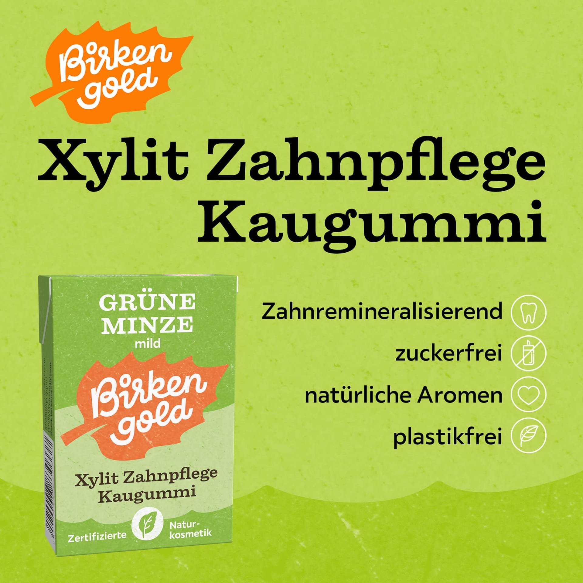 birkengold-kaugummi-gr-ne-minze-zuckerfrei-plastikfrei-20-st-ck image 2