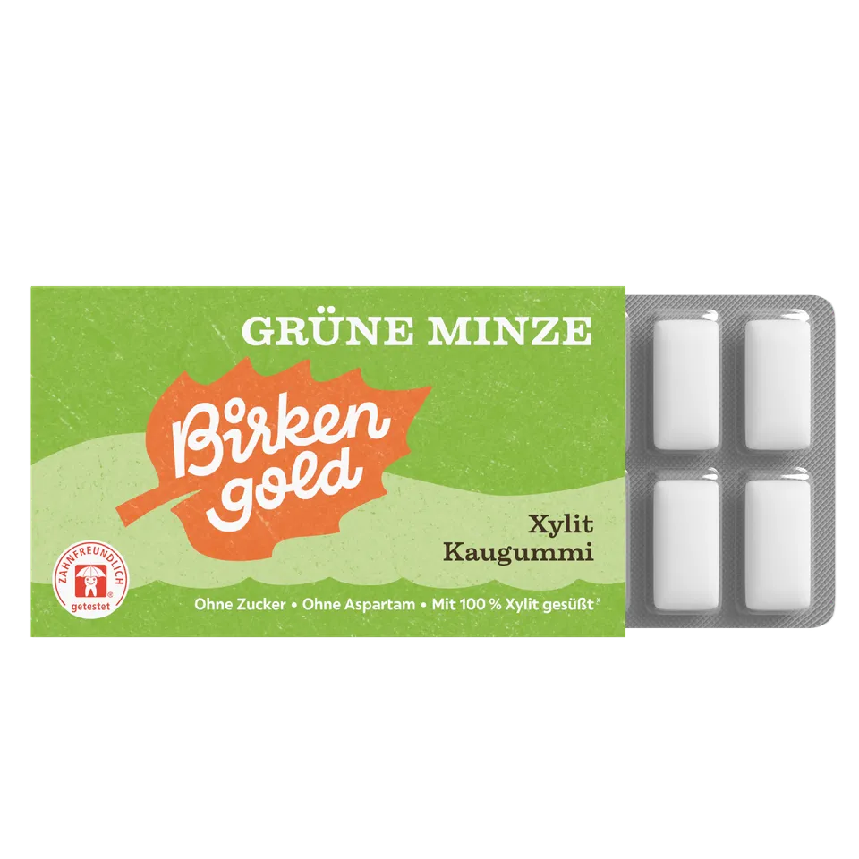 birkengold-kaugummi-gr-ne-minze-zuckerfrei-12-st-ck image 1