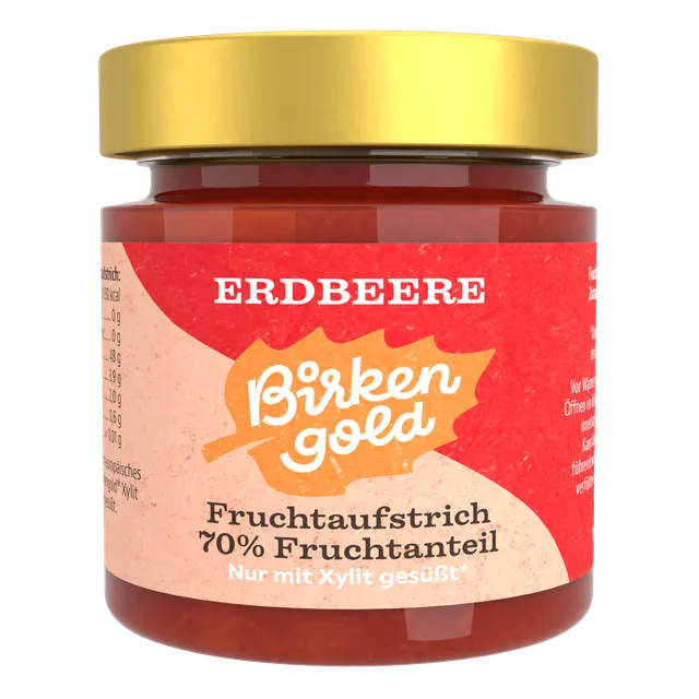 birkengold-fruchtaufstrich-erdbeere-200-g-70-frucht-ohne-zuckerzusatz image 1