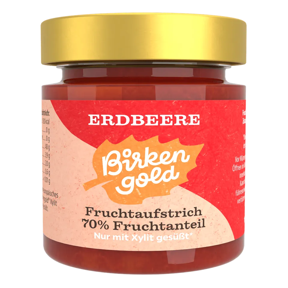 birkengold-fruchtaufstrich-erdbeere-200-g-70-frucht-ohne-zuckerzusatz image 1