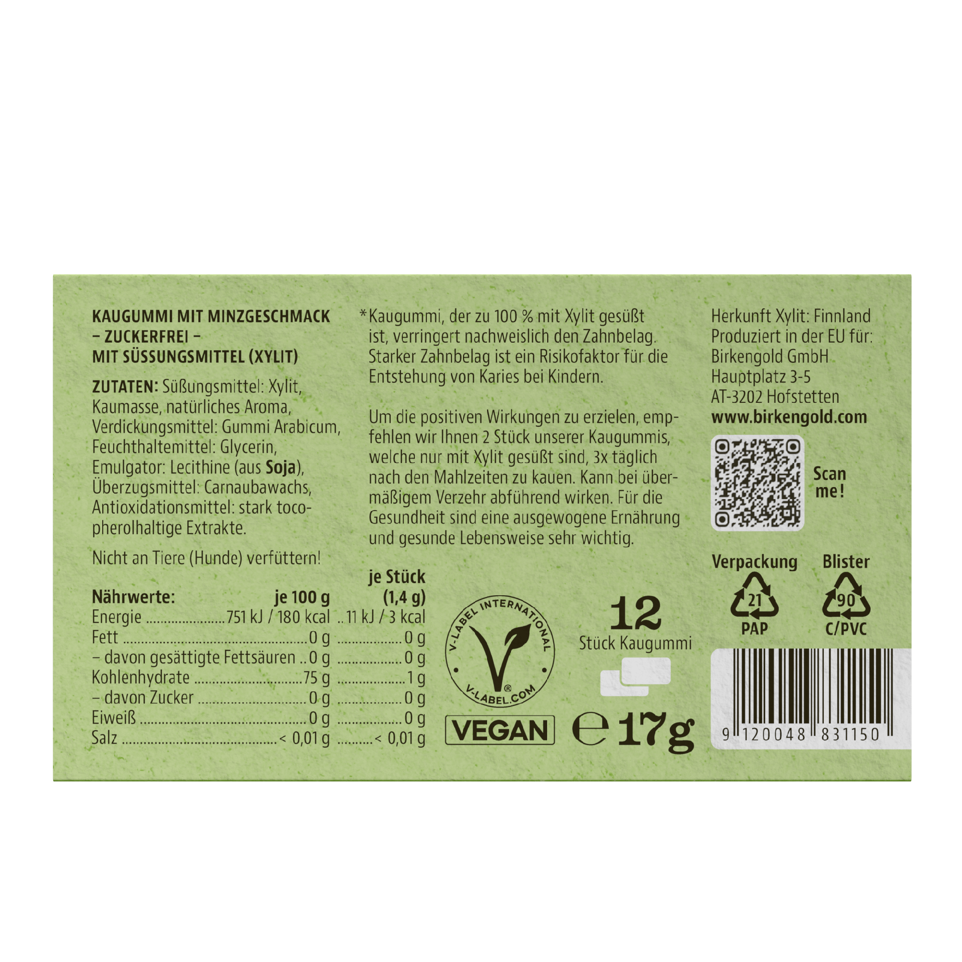 birkengold-kaugummi-gr-ne-minze-zuckerfrei-12-st-ck image 4