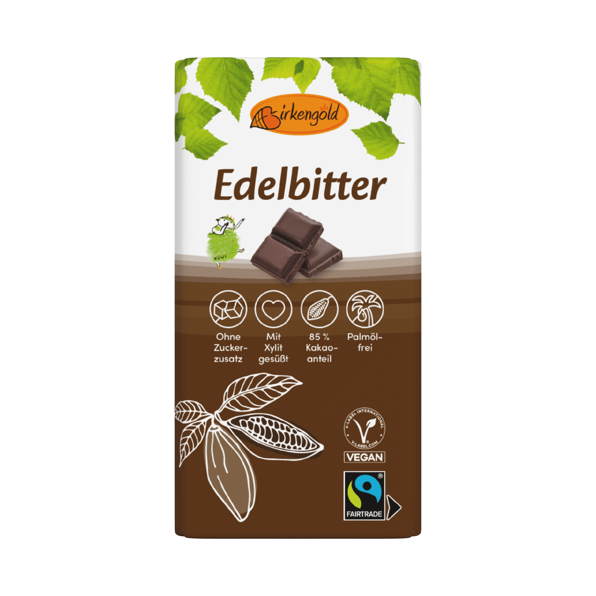 birkengold-schokolade-edelbitter-85-100-g-fairtrade-ohne-zuckerzusatz image 1