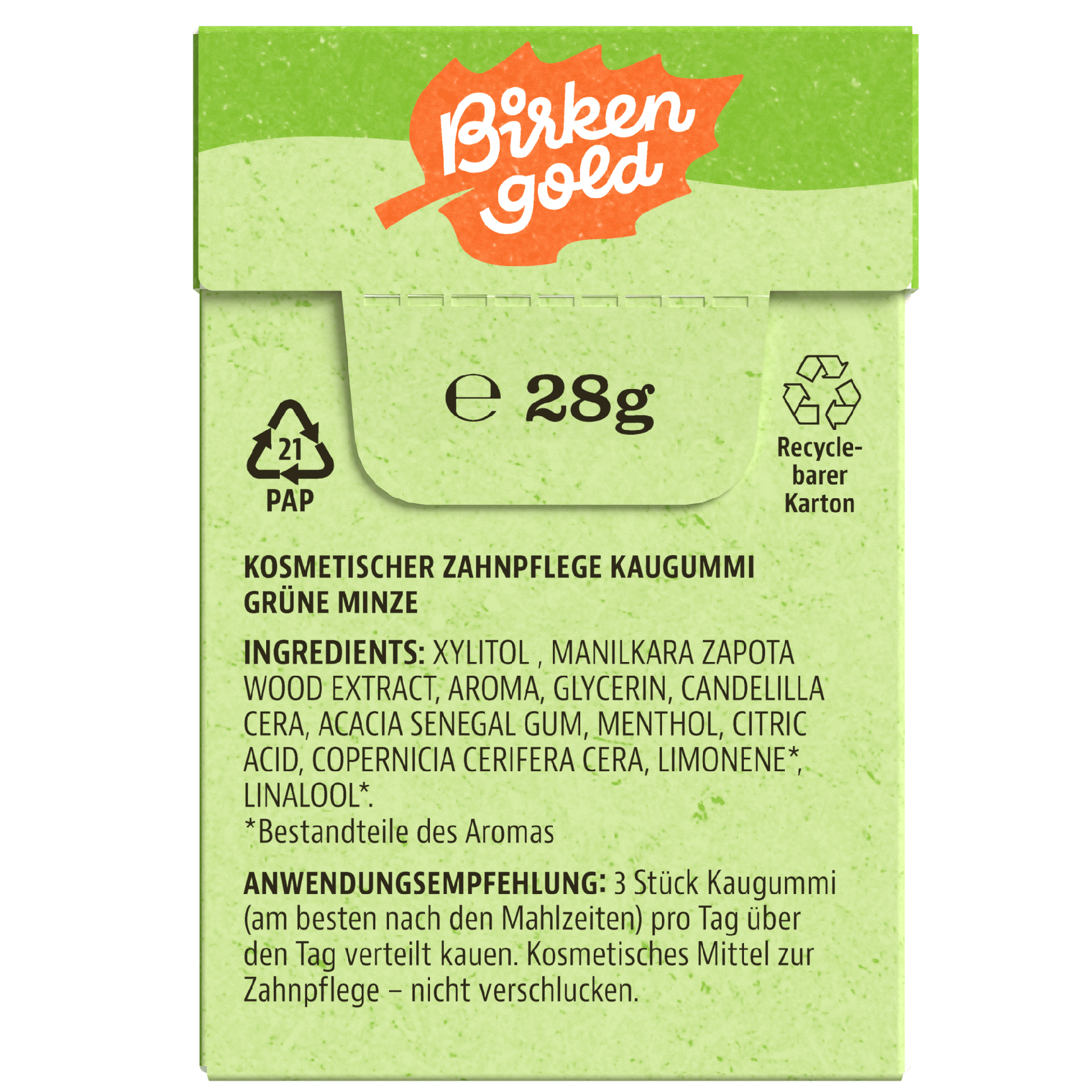 birkengold-kaugummi-gr-ne-minze-zuckerfrei-plastikfrei-20-st-ck image 5