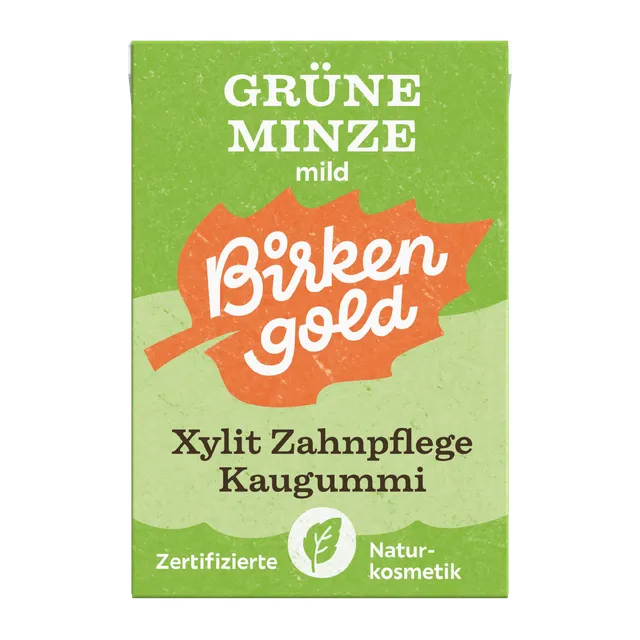 birkengold-kaugummi-gr-ne-minze-zuckerfrei-plastikfrei-20-st-ck image 1