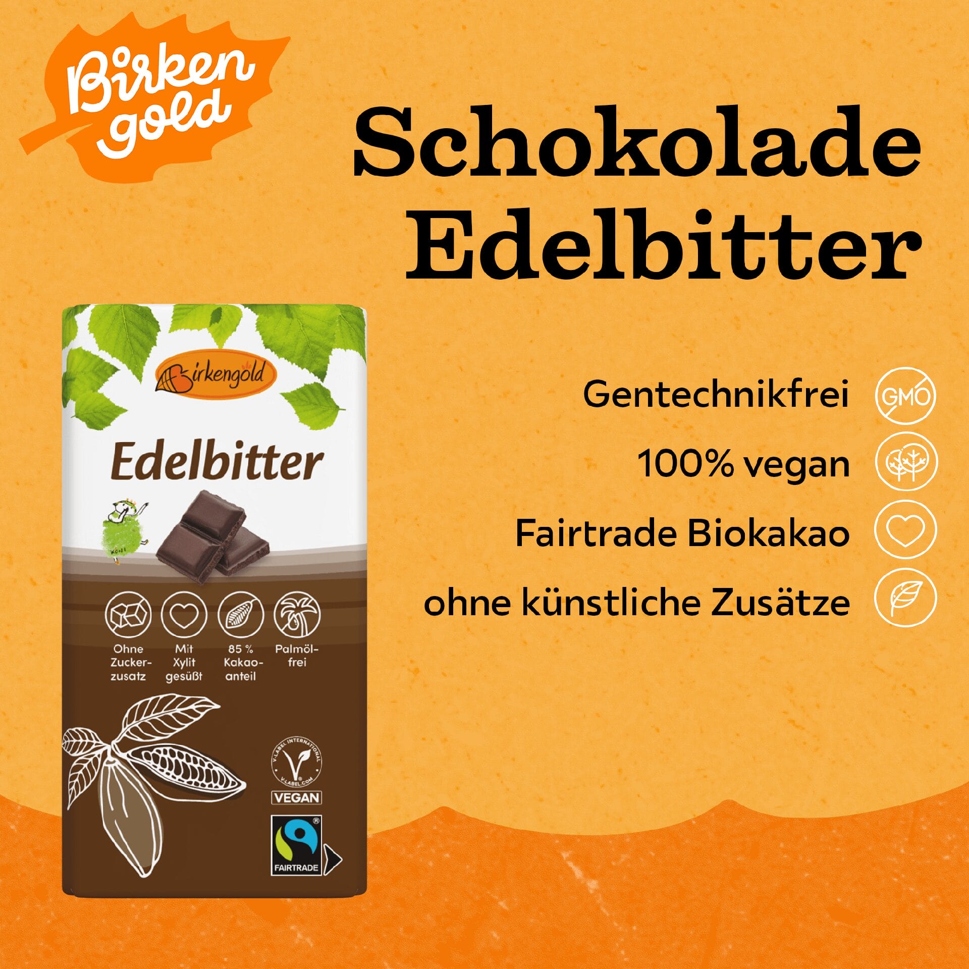 birkengold-schokolade-edelbitter-85-100-g-fairtrade-ohne-zuckerzusatz image 2