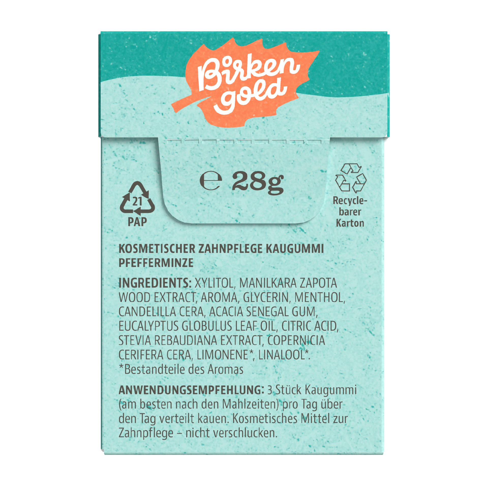 birkengold-kaugummi-pfefferminze-zuckerfrei-plastikfrei-20-st-ck image 4