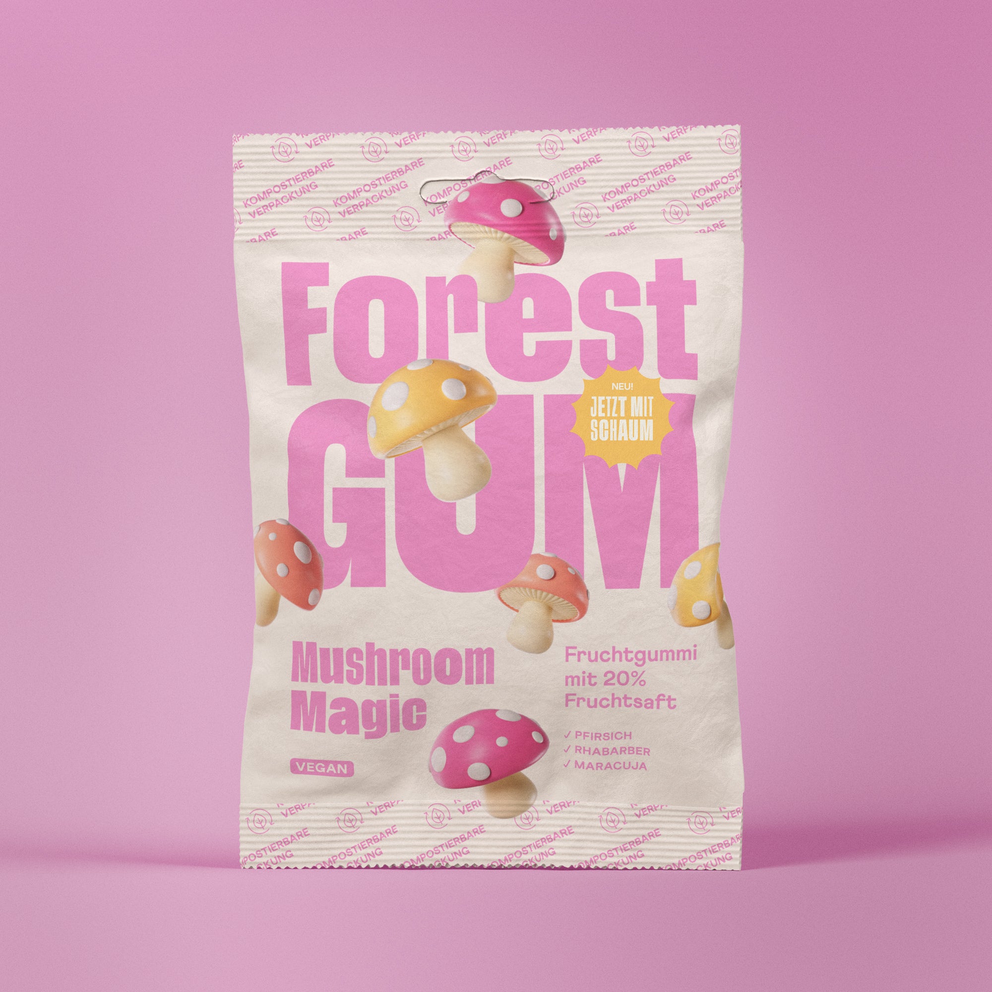 forestgum-fruchtgummi-vegan-mushroom-magic-6x-pfirsich-maracuja-rhabarber image 1